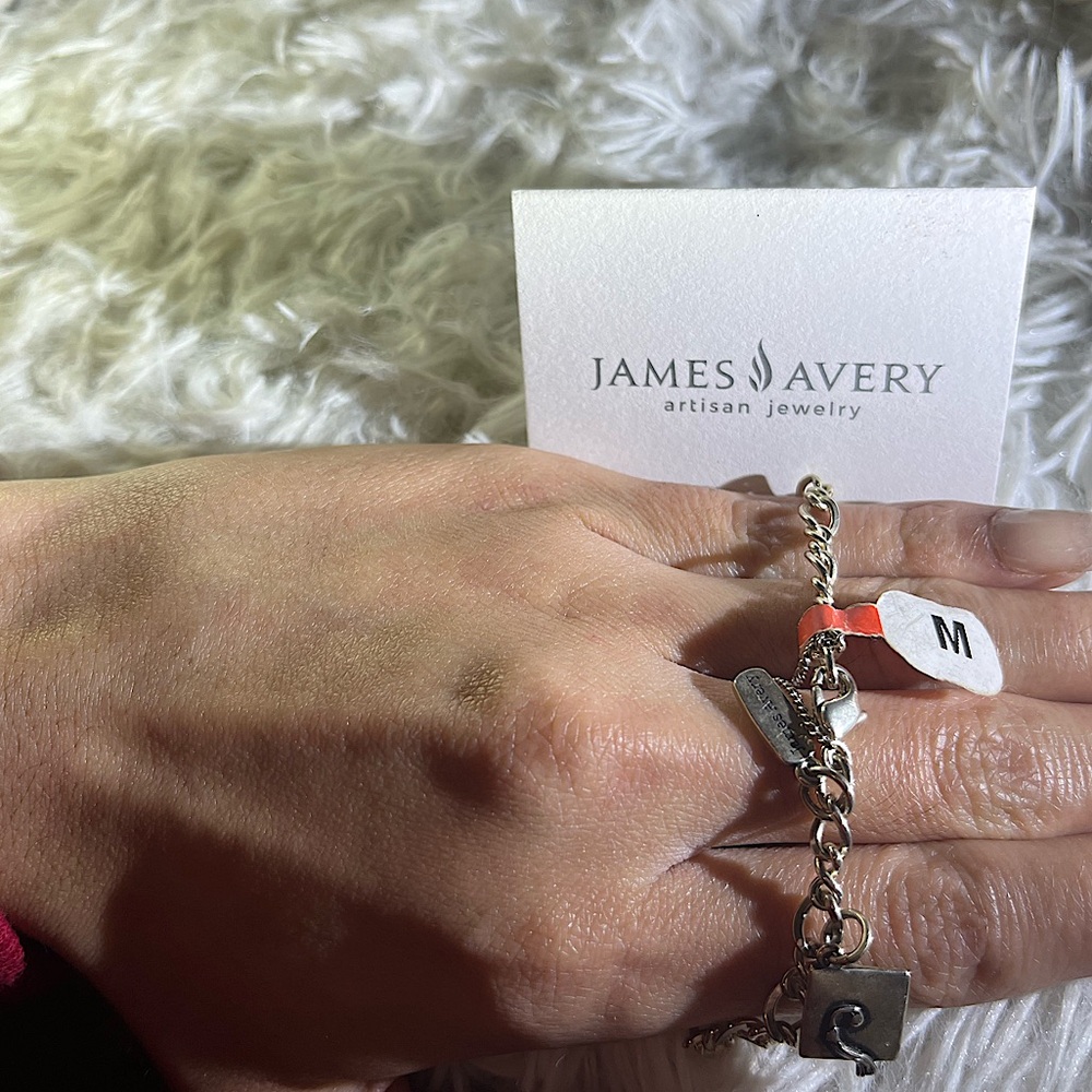 James Avery Forged Link Charm Bracelet Mortarboard Charm